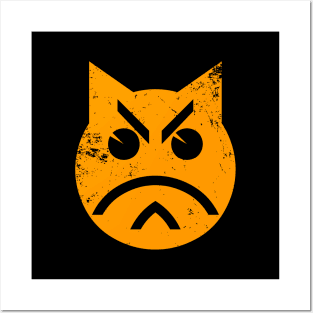 Pouting Grunge Cat Emoji Posters and Art